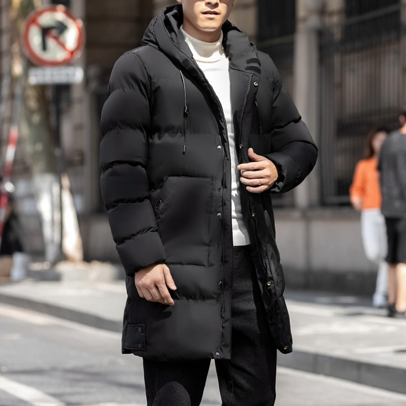 Men's Thick Cotton Long Casual Winter Jacket Parka Coat Plus Size