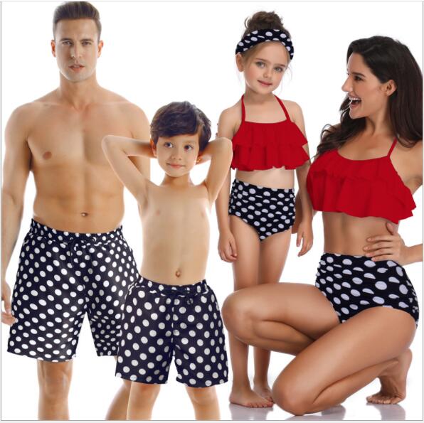 Family Swimsuit  Mom, Father, Son and Daughter Matching Swimwear