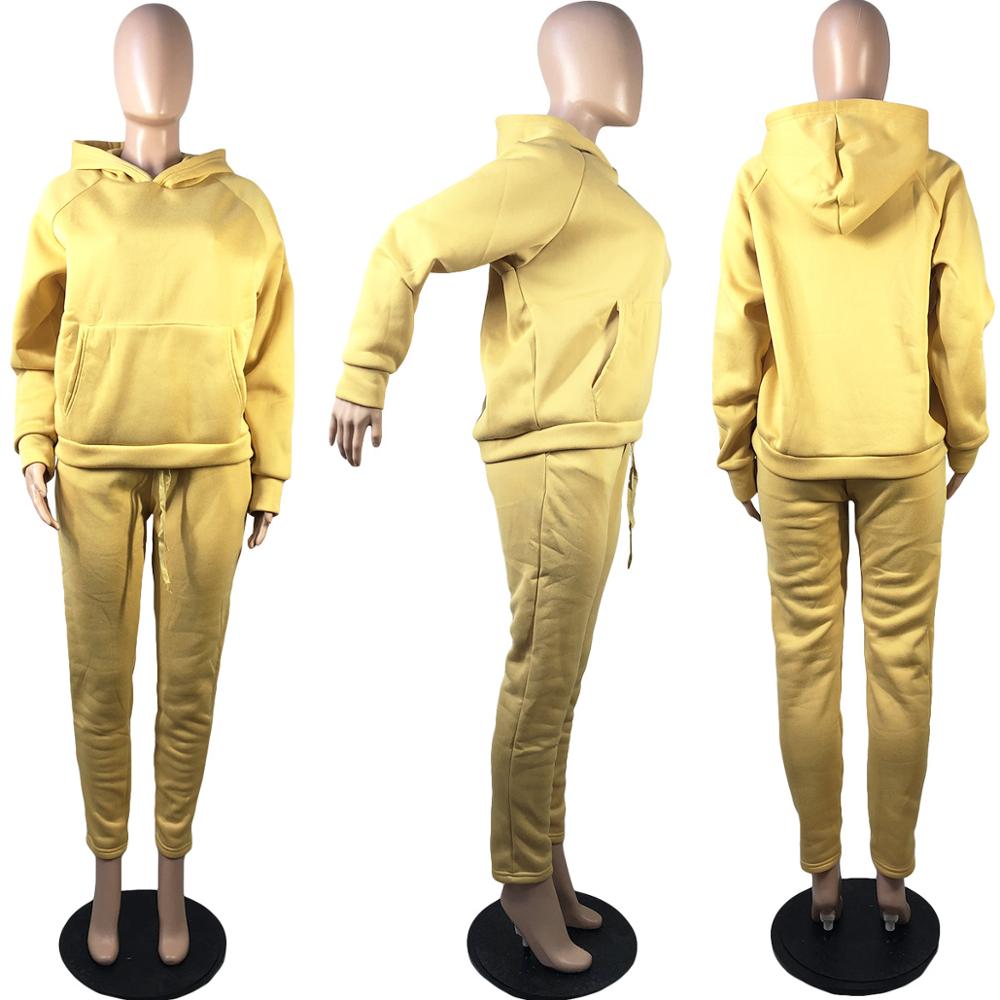 Adogirl Fashion Classic Solid  Two Pieces Set Hooded Sweatshirt Jogger Pants Tracksuit Matching  Casual Outfits for Women