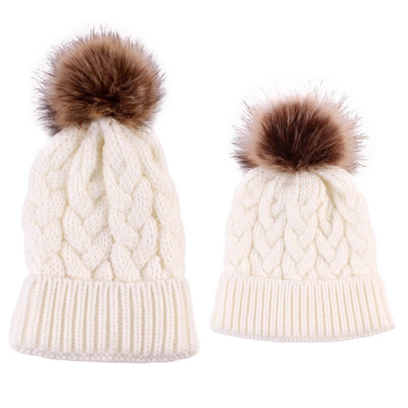 Family Look Autumn /Winter 2pcs Mother and daughter Knitted Twist matching Hats