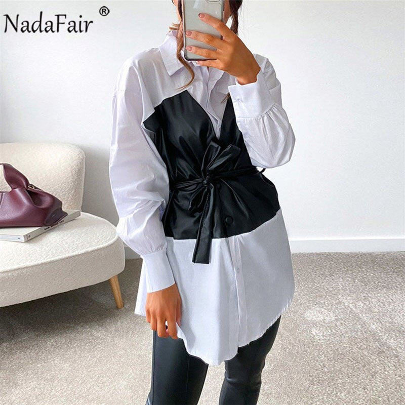 Women's Dress Casual A-Line PU Leather Patchwork Long Sleeve Vestidos Party Elegant Short Mini Dress