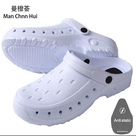 Men summer white Anti-static medical surgical shoes nursing clogs operating room cleaning shoes medical slippers