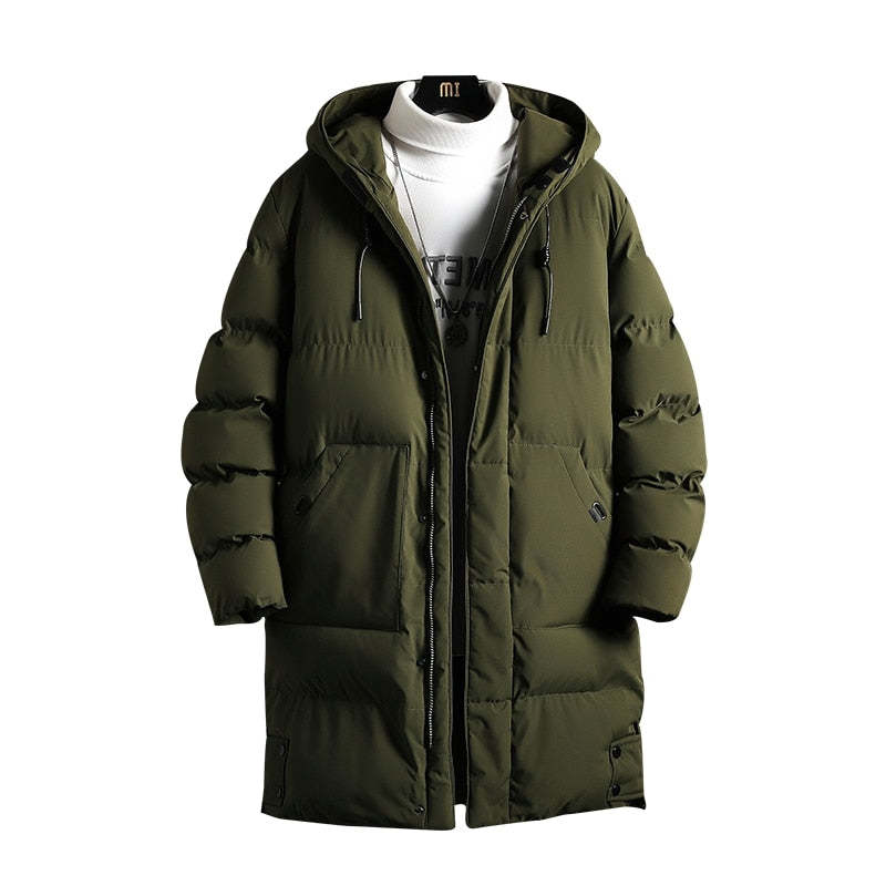 Men's Thick Cotton Long Casual Winter Jacket Parka Coat Plus Size