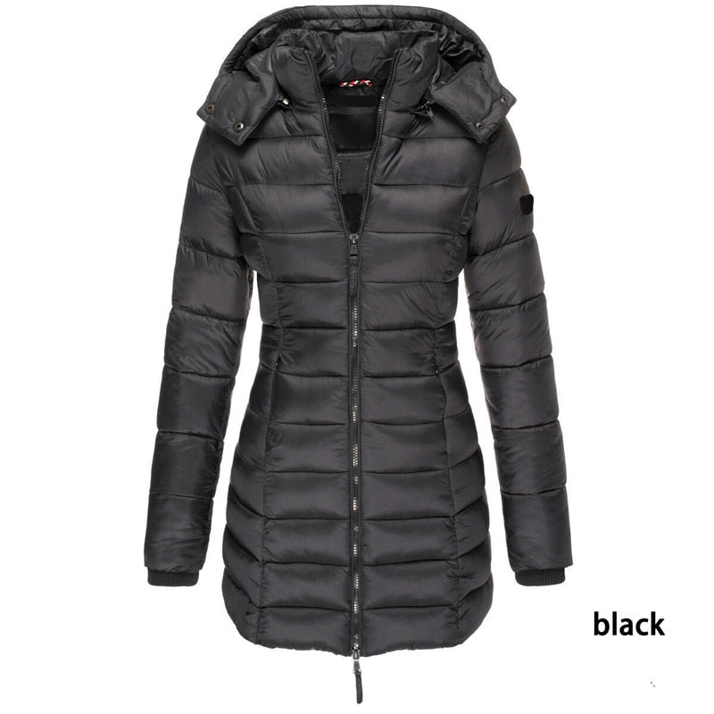 Winter Fashion Hooded Thick Long Warm Elegant Coat for Women