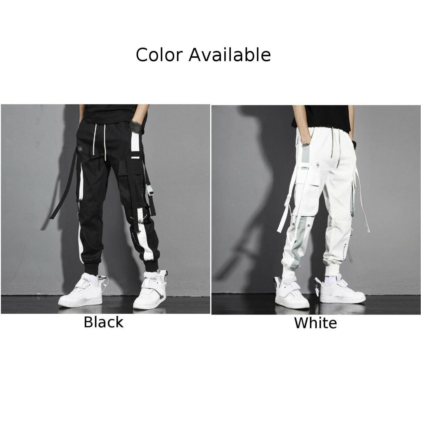 Streetwear Men's Multi Pockets Cargo Harem Pants Hip Hop Casual Track Pants Joggers Trousers