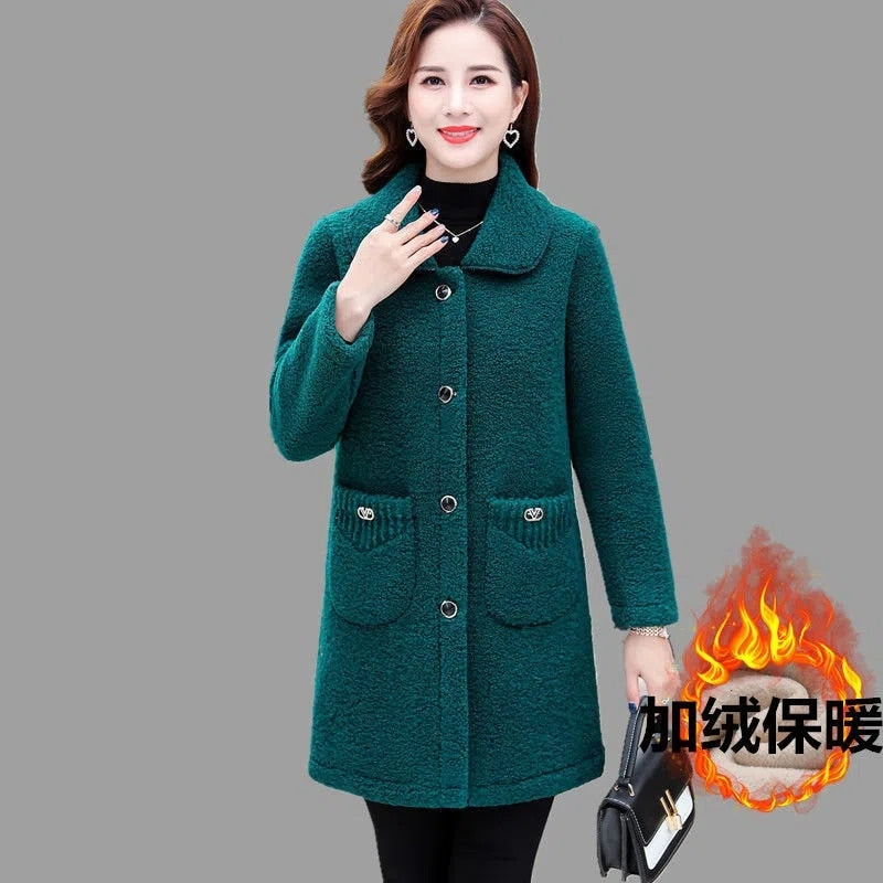 Faux lamb Wool  Autumn Winter Loose Long-sleeve coat / Jacket for Women