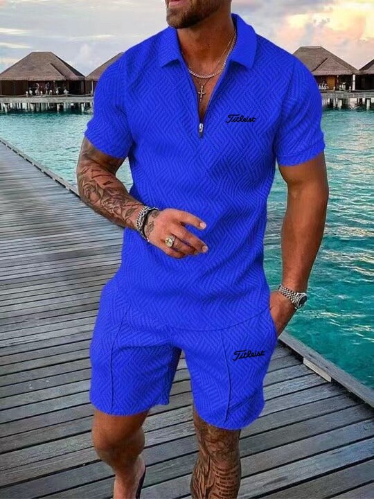 Golf men's summer sportswear casual fashion Polo Shirt Shorts Set sportswear oversized outdoor street wear