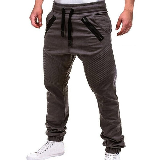 Men Casual Joggers Pants Solid Thin Cargo Sweatpants