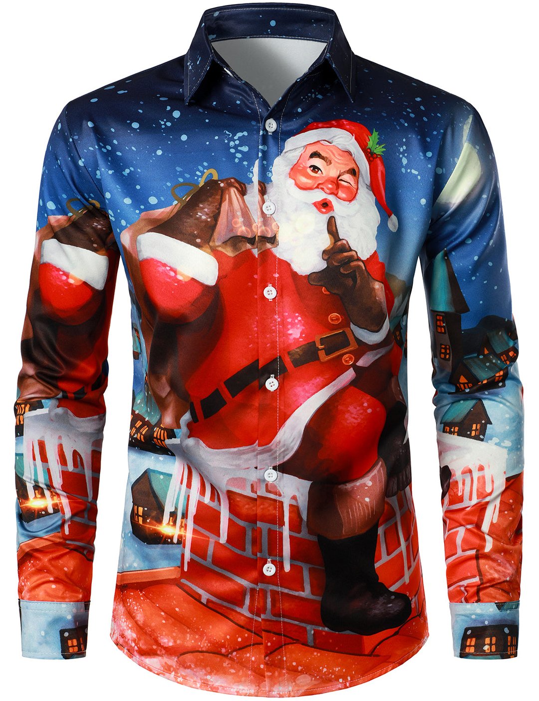 Men's Christmas Long Sleeve Shirt Christmas Shirt Party Festival Snowflake Print Fashion Shirt