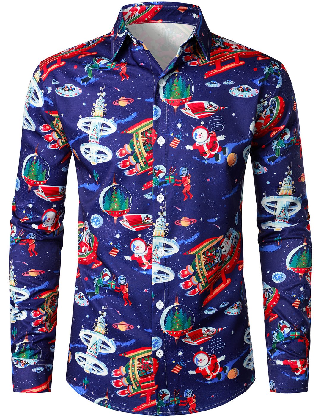 Men's Christmas Long Sleeve Shirt Christmas Shirt Party Festival Snowflake Print Fashion Shirt