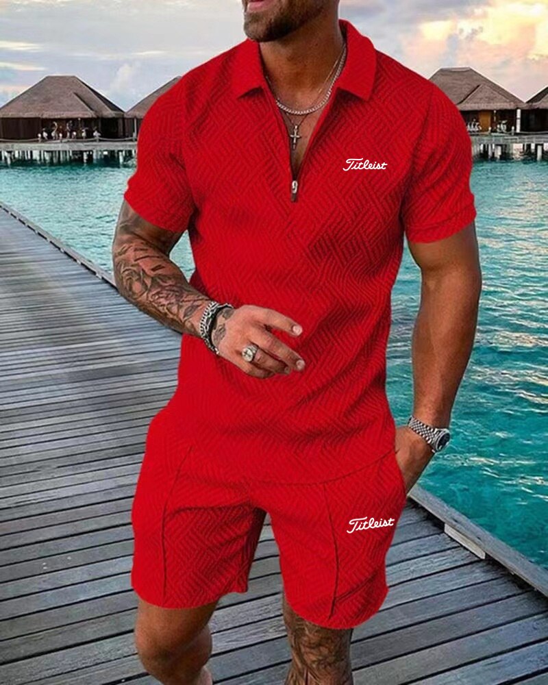 Golf men's summer sportswear casual fashion Polo Shirt Shorts Set sportswear oversized outdoor street wear