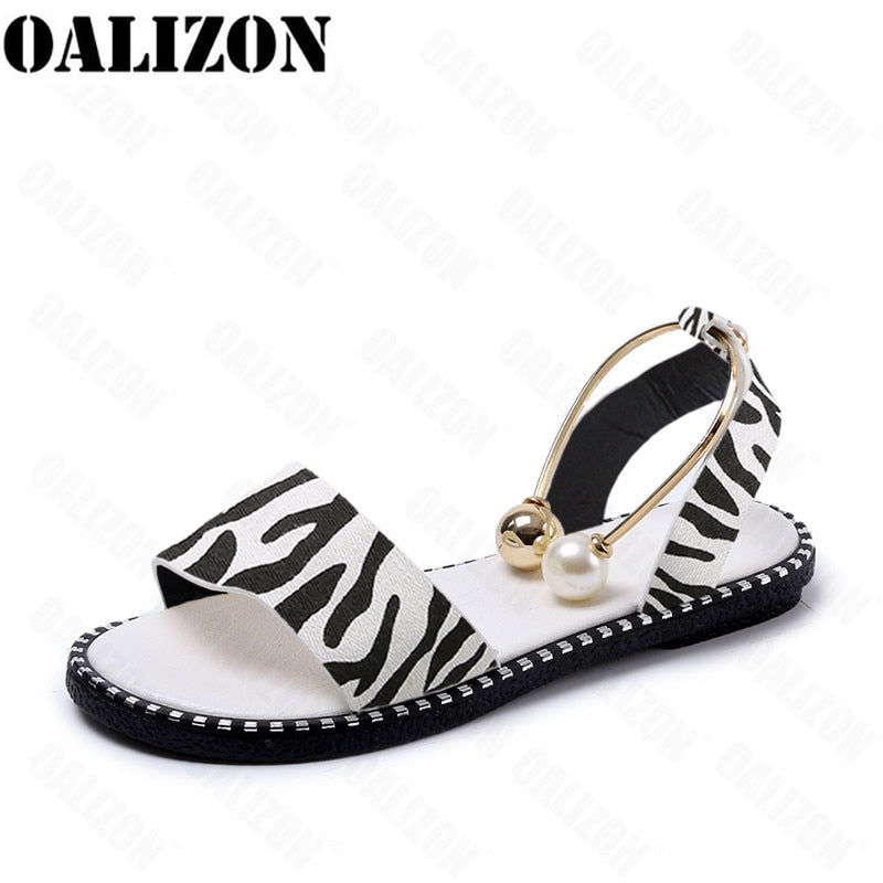 Summer Women Beaded Pearly Sandals Slippers Shoes for Ladies