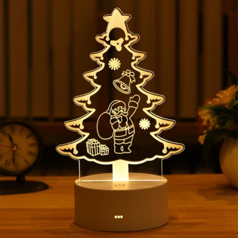 Merry Christmas 3d Lamp Acrylic Usb Nightlights Room Decor Bedside LampNight Lamp Gift