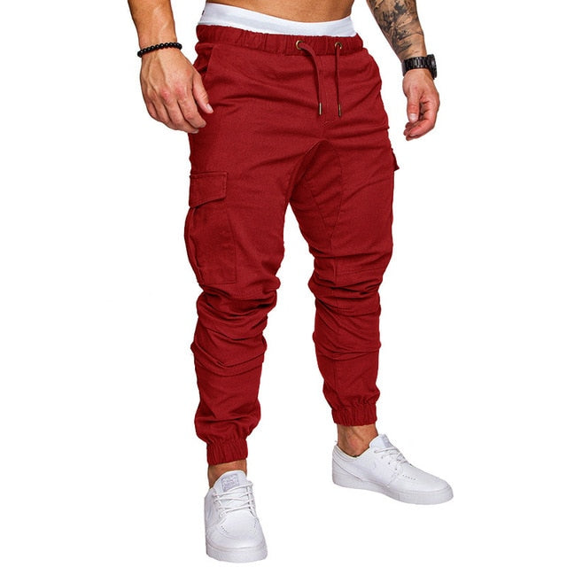 Men Casual Joggers Pants Solid Thin Cargo Sweatpants