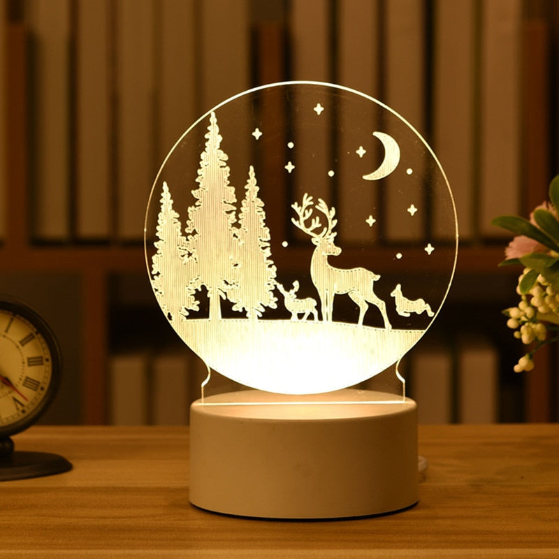 Merry Christmas 3d Lamp Acrylic Usb Nightlights Room Decor Bedside LampNight Lamp Gift