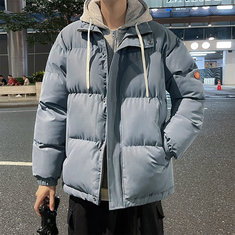 Men's Hooded Two Piece Jackets  Unisex  Thicken Warm Harajuku Cotton Padded Fashion Jacket