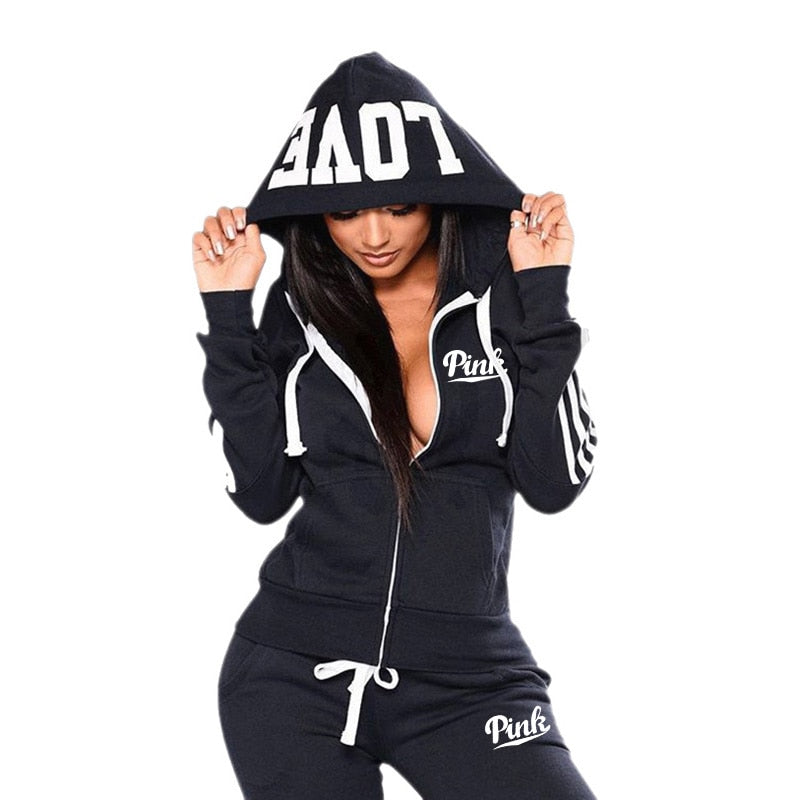 2023 Spring Tracksuit Women 2 Piece Set Print Hoodies+Pants Zippers Sportwear for Women