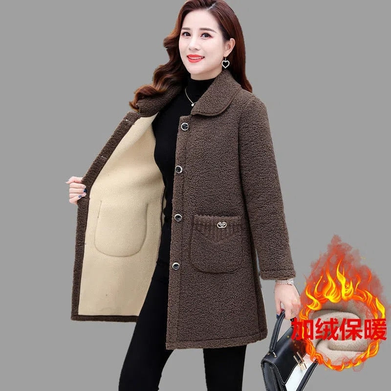 Faux lamb Wool  Autumn Winter Loose Long-sleeve coat / Jacket for Women