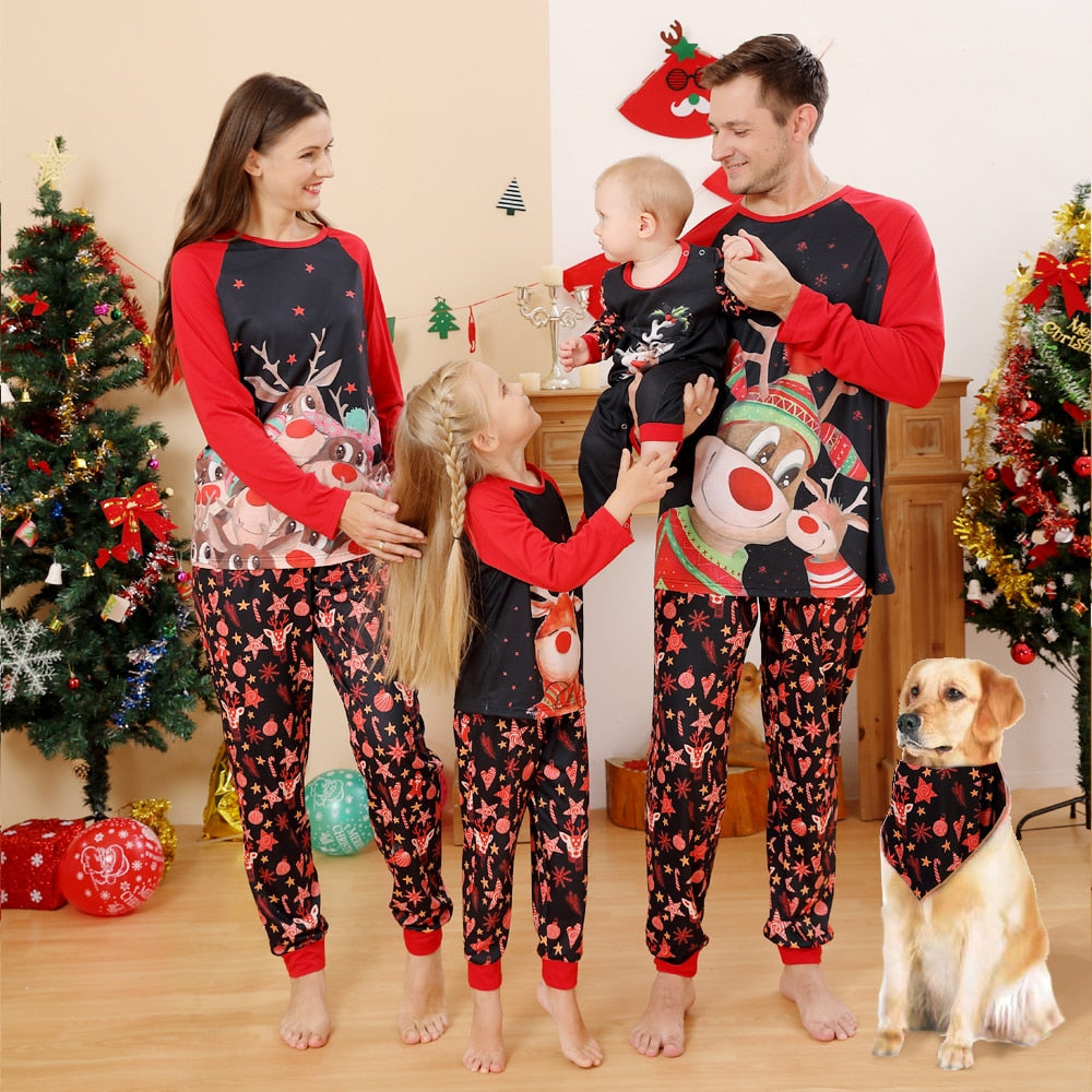 Christmas and New Year's family Matching Outfits  for  Mother, Father, Kids , Baby and dog Dog C