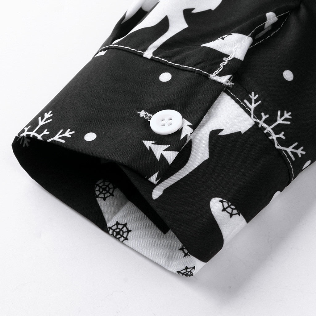 Men's Christmas Long Sleeve Shirt Christmas Shirt Party Festival Snowflake Print Fashion Shirt