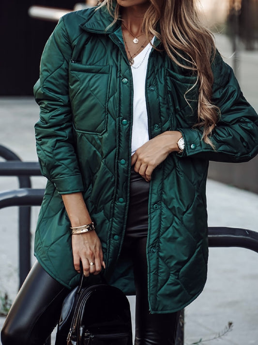 Puffer Jacket  Oversized Cotton Padded Warm  Quilted Coats Stand Collar Patchwork Jackets for women