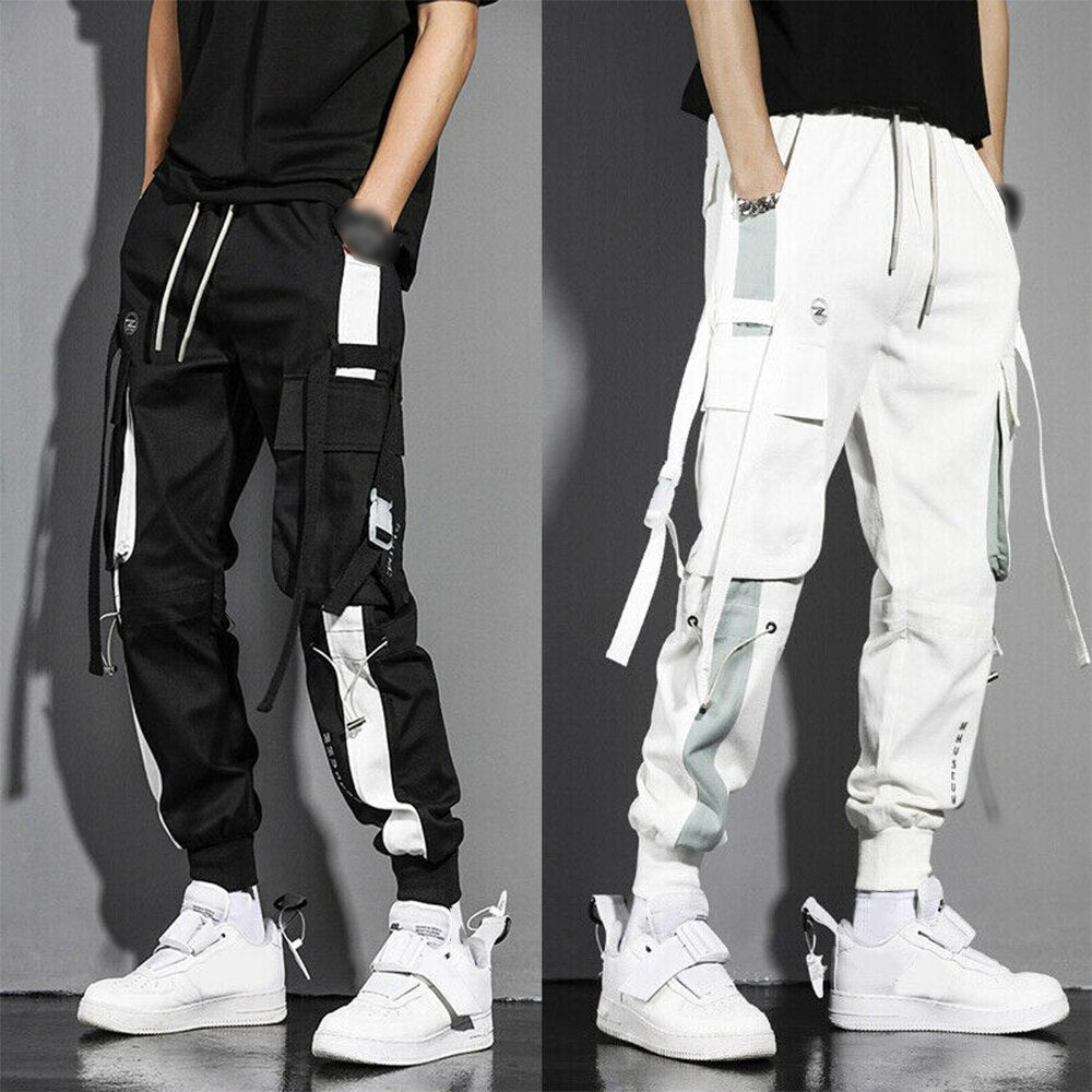 Streetwear Men's Multi Pockets Cargo Harem Pants Hip Hop Casual Track Pants Joggers Trousers