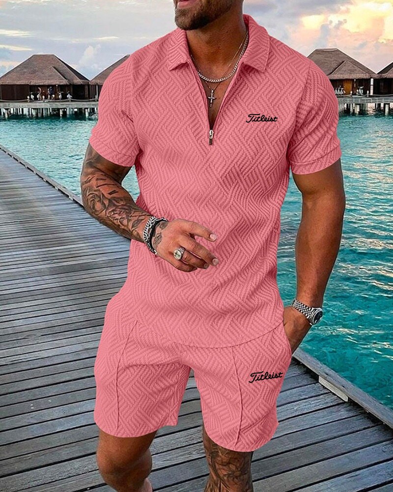 Golf men's summer sportswear casual fashion Polo Shirt Shorts Set sportswear oversized outdoor street wear