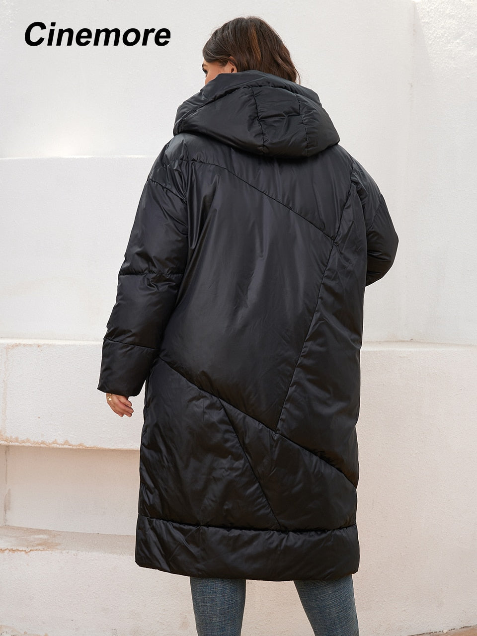 Winter Jacket Casual Oversize Long Warm Parkas Coat With Hooded Deep Pockets for Women