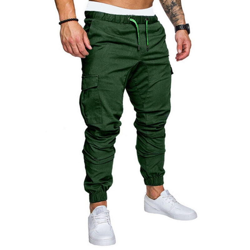 Men Casual Joggers Pants Solid Thin Cargo Sweatpants