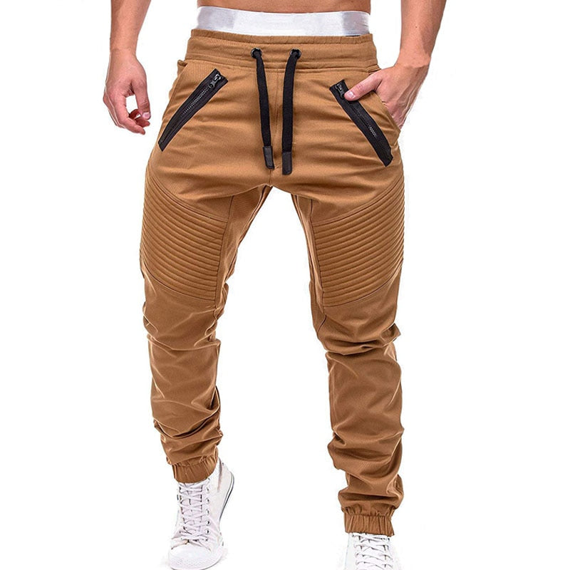 Men Casual Joggers Pants Solid Thin Cargo Sweatpants