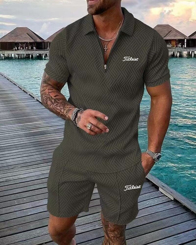 Golf men's summer sportswear casual fashion Polo Shirt Shorts Set sportswear oversized outdoor street wear