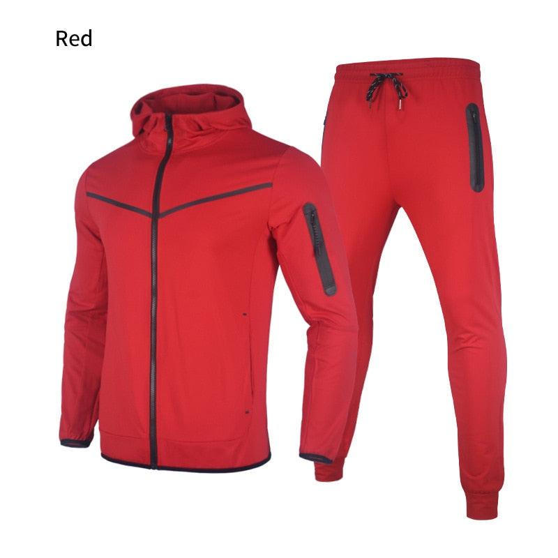 2022 European & American Style New Trend Tech Fleece Coat  and Trousers Hooded Sports for Men