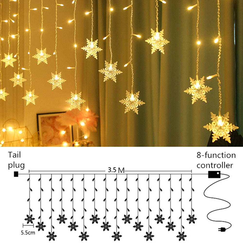 Snowflake LED Light Christmas Tree  Fairy Lights  Decorations for Home