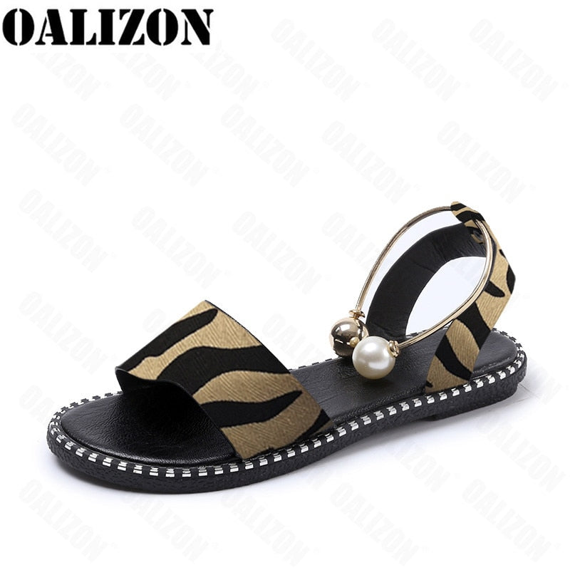 Summer Women Beaded Pearly Sandals Slippers Shoes for Ladies