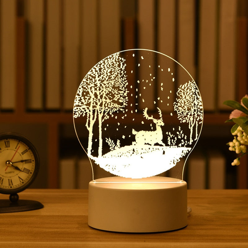 Merry Christmas 3d Lamp Acrylic Usb Nightlights Room Decor Bedside LampNight Lamp Gift