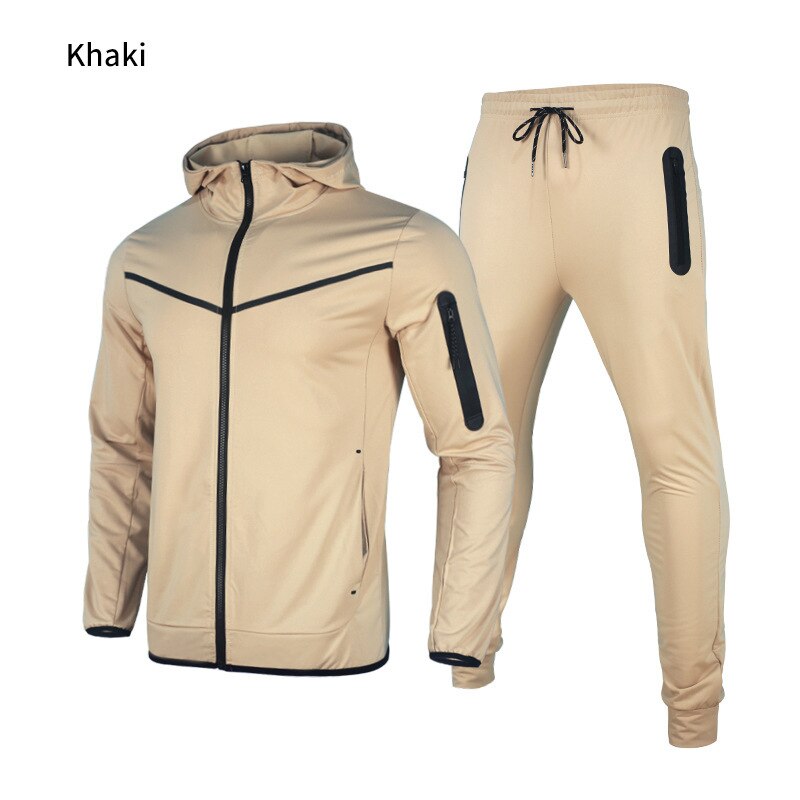 2022 European & American Style New Trend Tech Fleece Coat  and Trousers Hooded Sports for Men