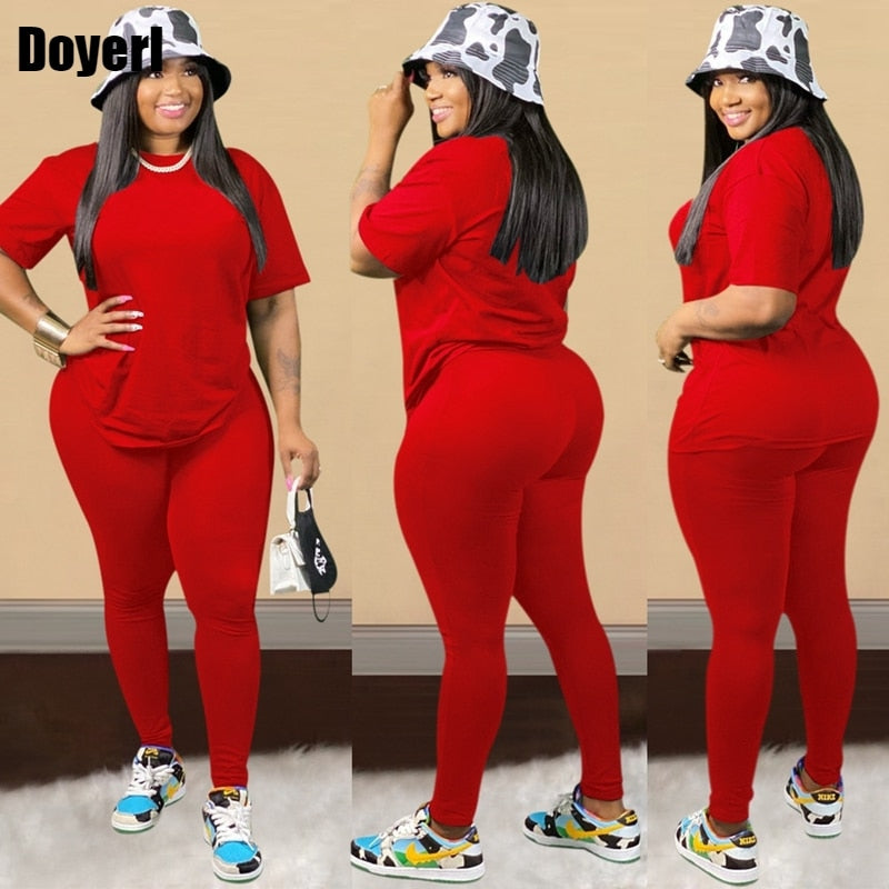 Fashion Two Piece Tracksuits  Set  T- Shirt Top and Pants Sport Set for Women