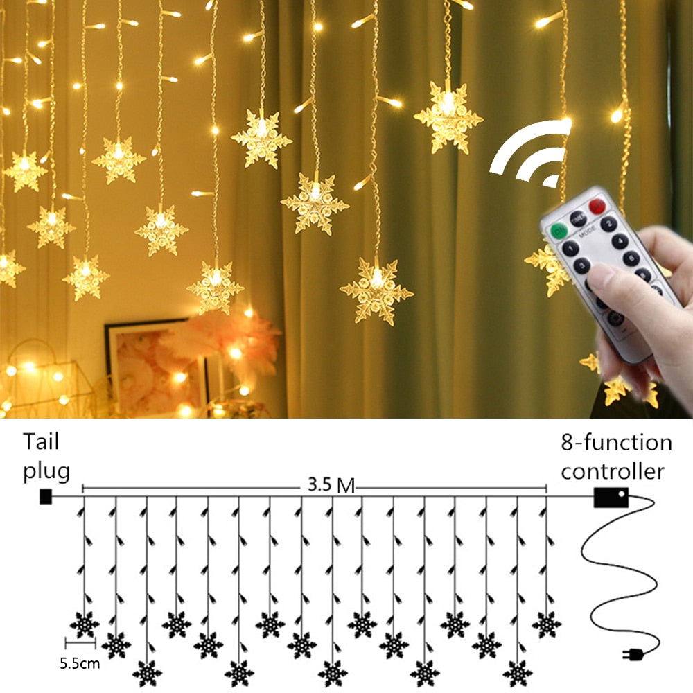 Snowflake LED Light Christmas Tree  Fairy Lights  Decorations for Home