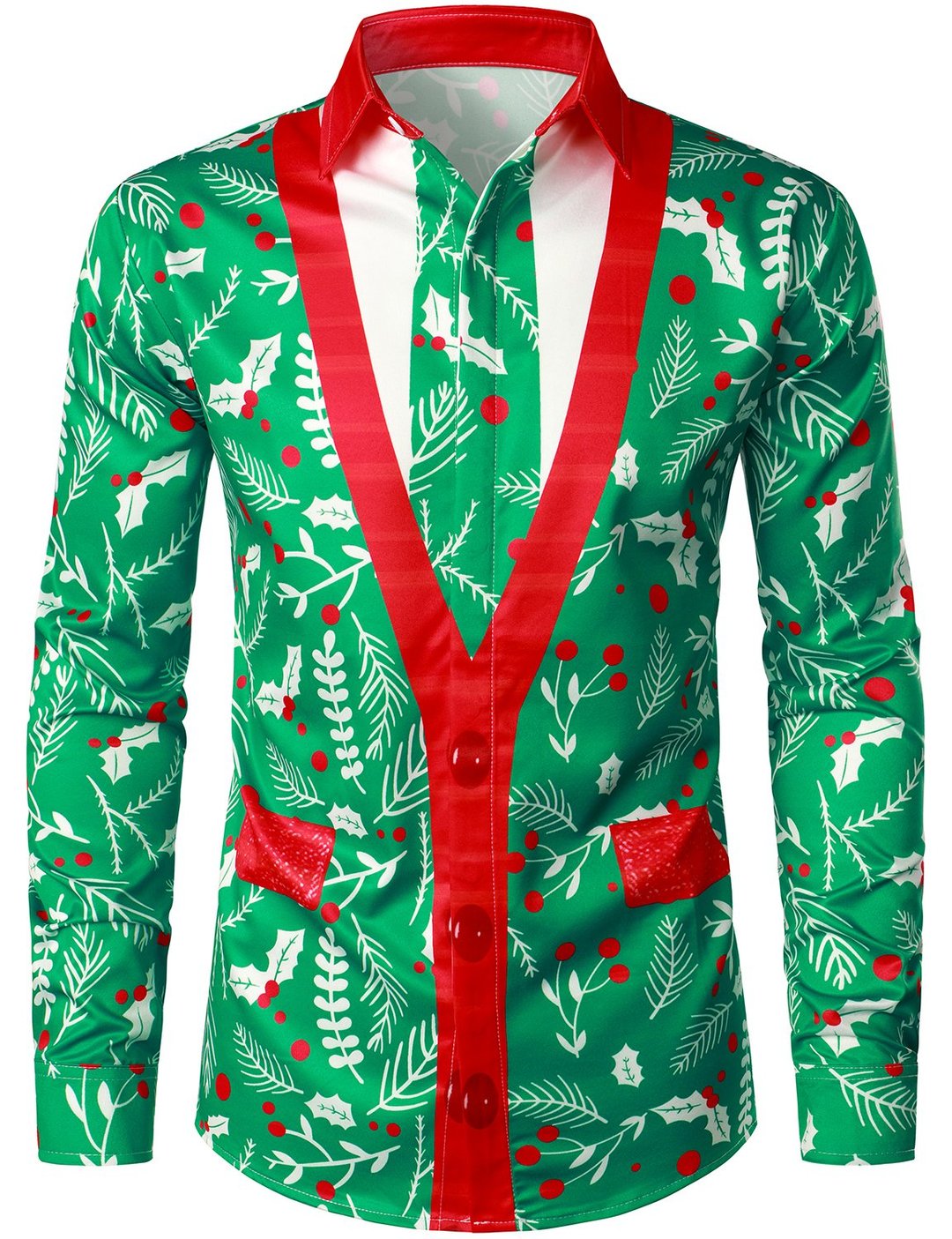 Men's Christmas Long Sleeve Shirt Christmas Shirt Party Festival Snowflake Print Fashion Shirt