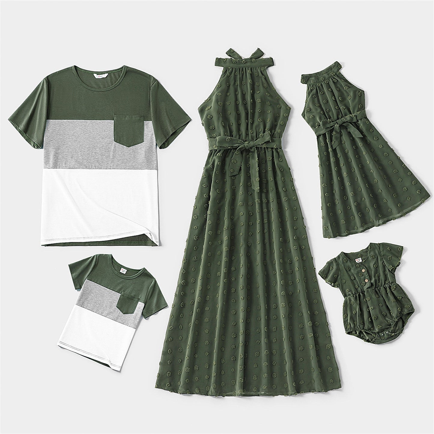 Mother, father,  Kids Family Matching Dress Outfits Summer  Short-sleeve T-shirts  Clothing Set