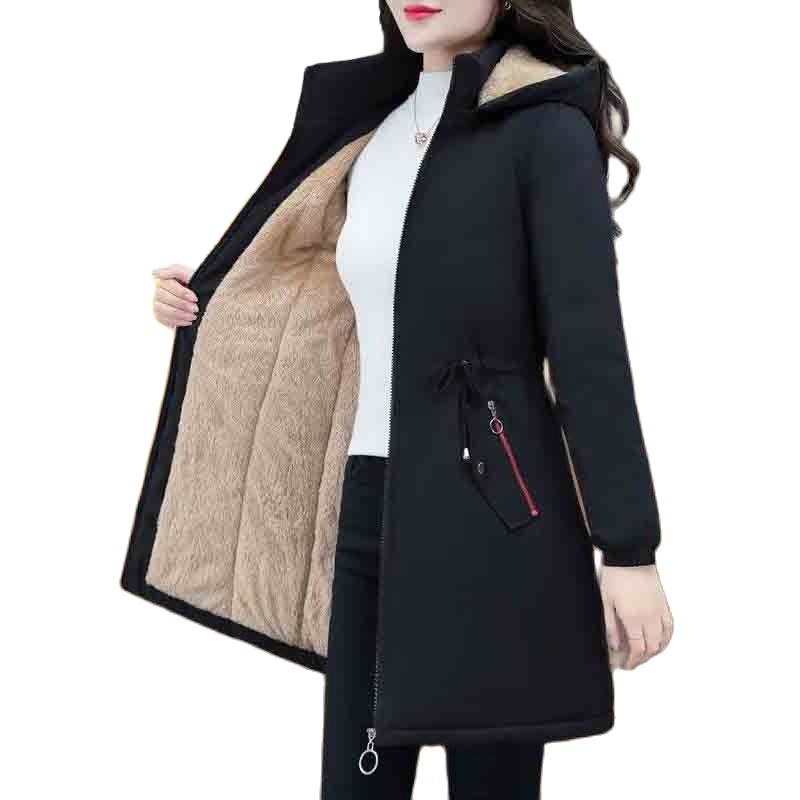 Women's Long Parka Winter Large Size Hooded cotton jacket.