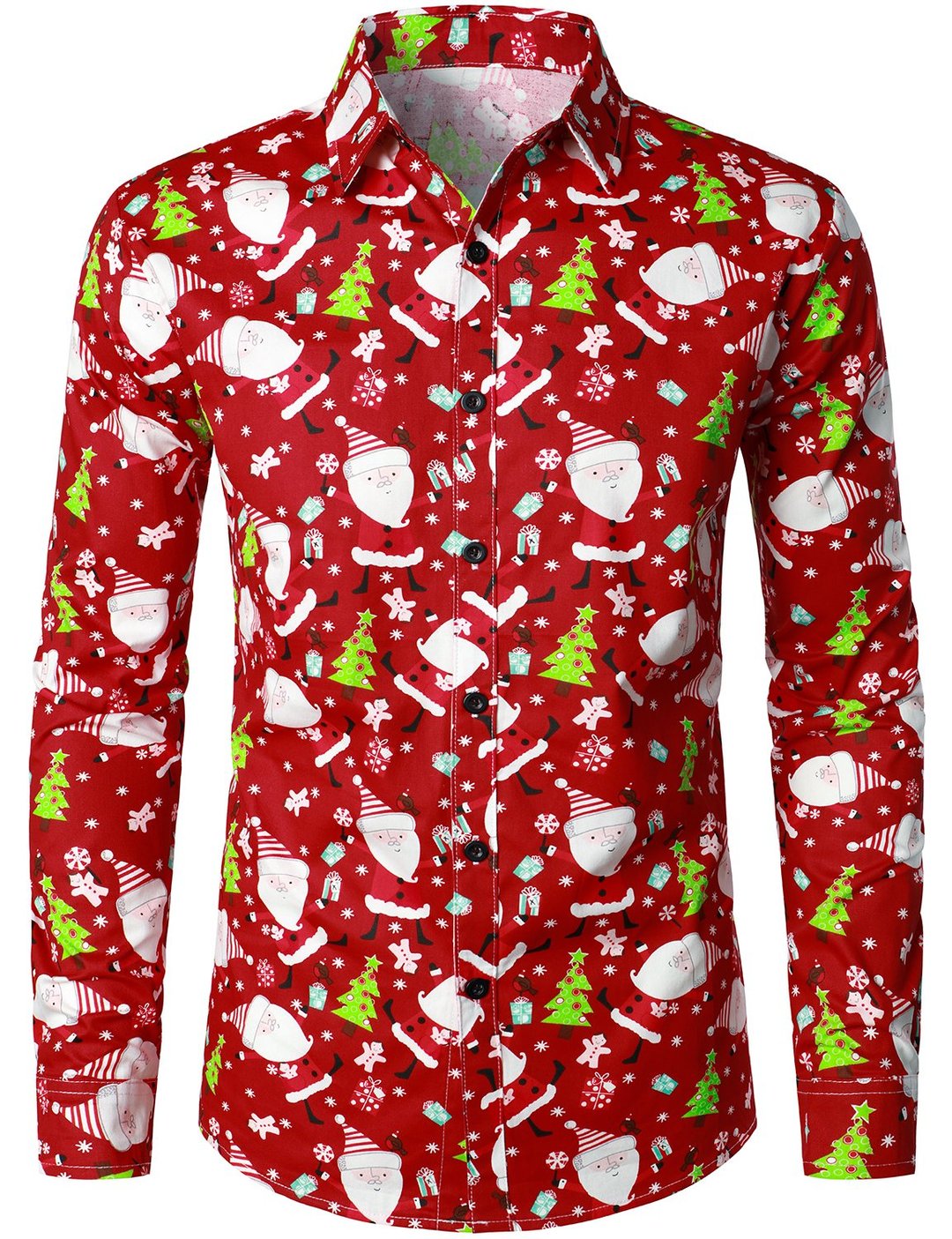 Men's Christmas Long Sleeve Shirt Christmas Shirt Party Festival Snowflake Print Fashion Shirt