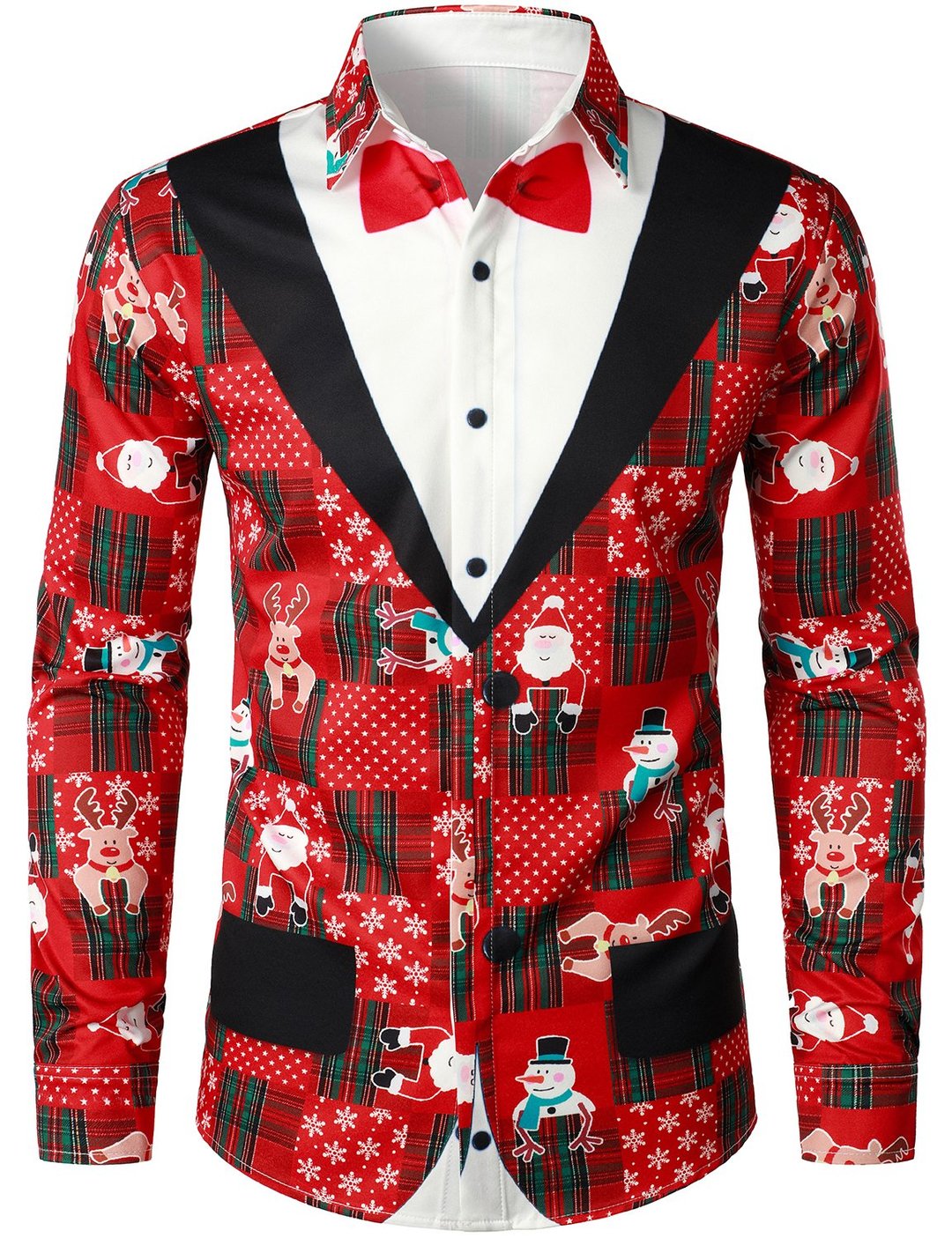 Men's Christmas Long Sleeve Shirt Christmas Shirt Party Festival Snowflake Print Fashion Shirt