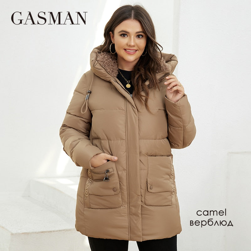 Fashion Down Jacket Women' s Plus Size Short Casual Hooded Pocket Parkas  Coat Outwear