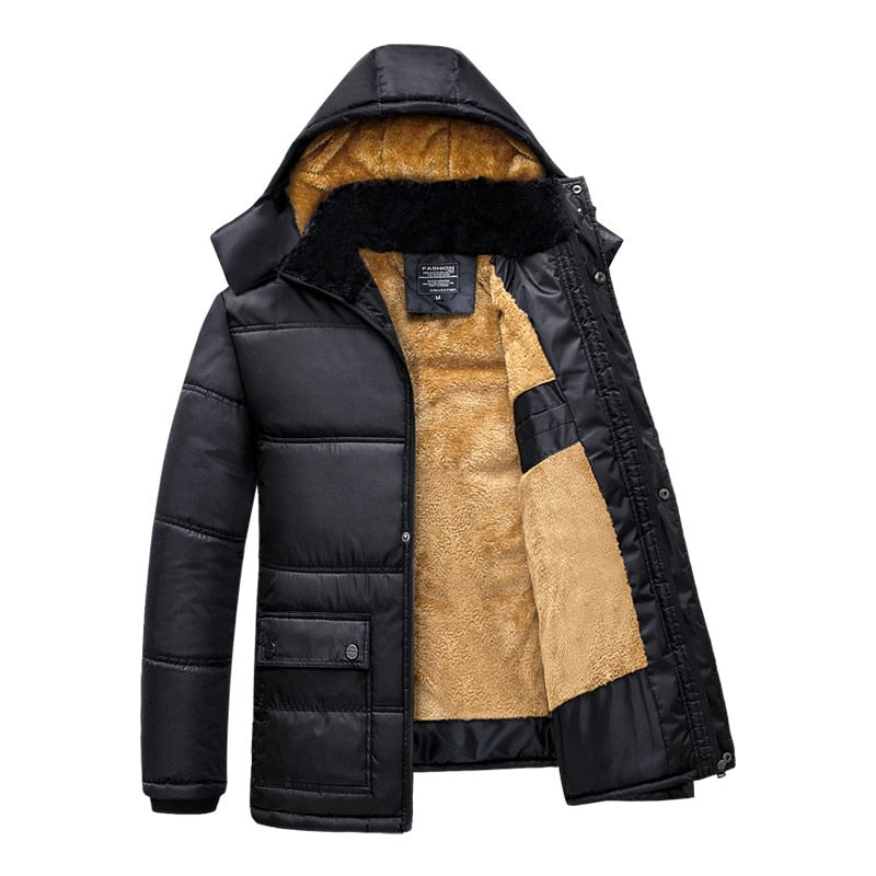 Warm Thicken  Cotton-Padded Hooded Windbreaker Jacket for Men