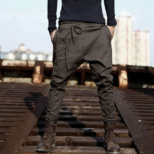 New Casual Men's Harem  Loose Casual Pants with Drawstring