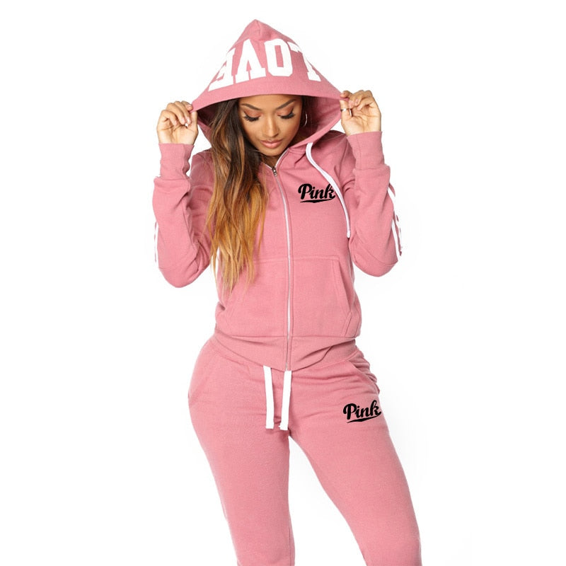 2023 Spring Tracksuit Women 2 Piece Set Print Hoodies+Pants Zippers Sportwear for Women