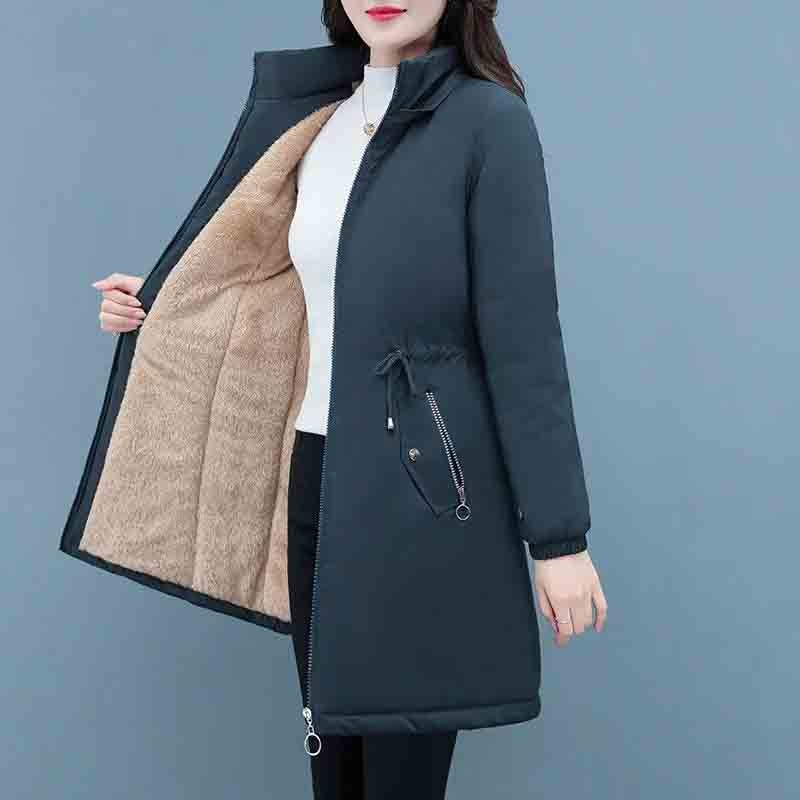 Women's Long Parka Winter Large Size Hooded cotton jacket.