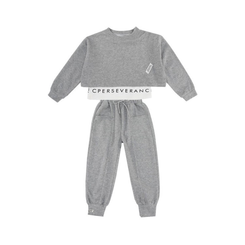 Girls Suits Spring Autumn Children Long Sleeve T-shirt + Pants Sports Hoodie 2pc Streetwear