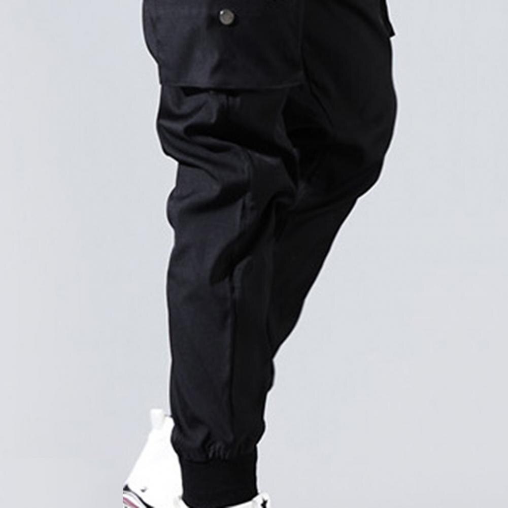 Hip Hop Harem Joggers, Solid Multi-pocket Cargo Sweatpants for Men